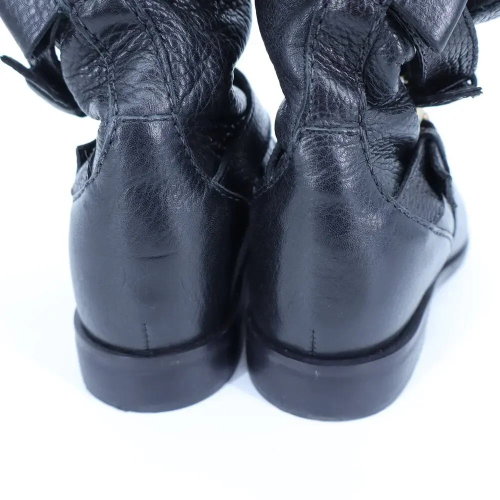 KATE SPADE Sabina Moto Ankle Boot Black Leather Double Buckle Women's 7